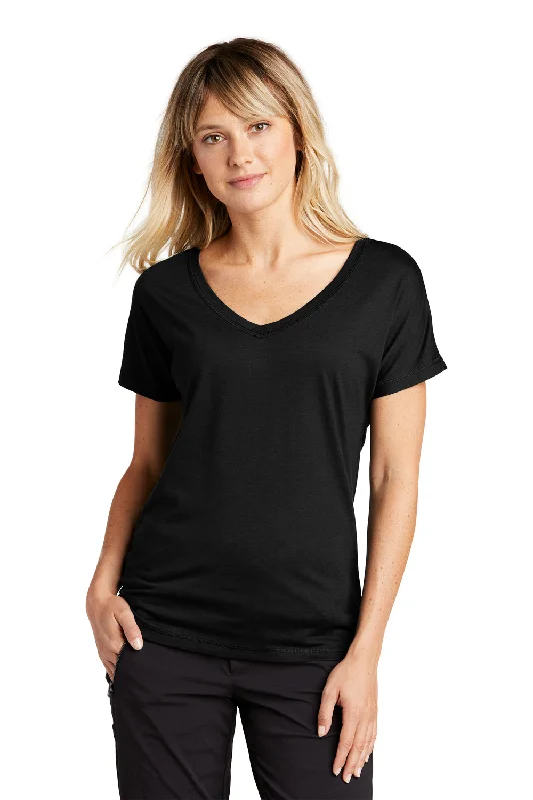 Sport-Tek Womens Moisture Wicking Short Sleeve V-Neck T-Shirt - Black