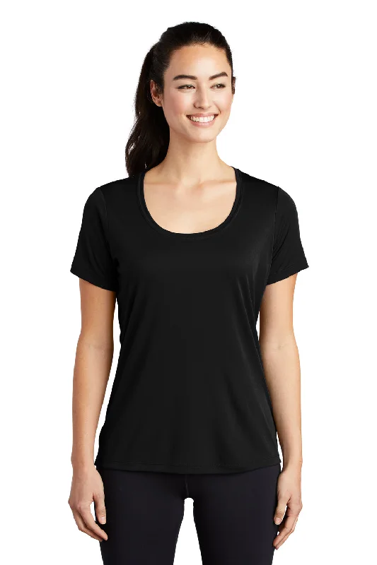 Sport-Tek Womens Moisture Wicking Short Sleeve Scoop Neck T-Shirt - Black