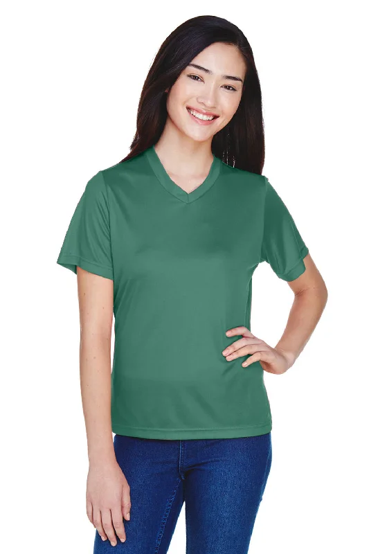 Team 365 Womens Zone Performance Moisture Wicking Short Sleeve V-Neck T-Shirt - Dark Green