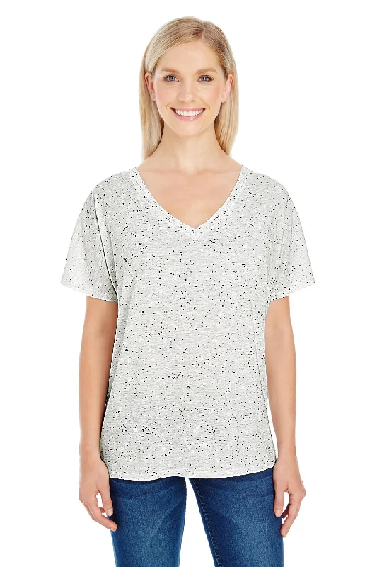 Threadfast Apparel Womens Fleck Short Sleeve V-Neck T-Shirt - Cream - Closeout