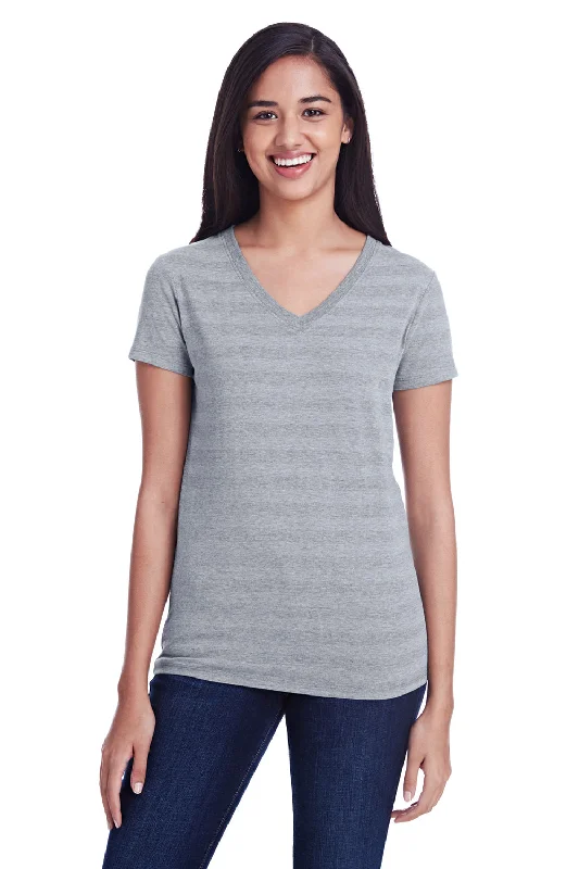 Threadfast Apparel Womens Short Sleeve V-Neck T-Shirt - Heather Grey