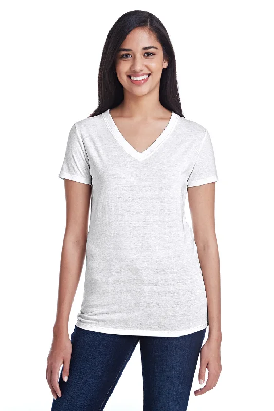 Threadfast Apparel Womens Short Sleeve V-Neck T-Shirt - White