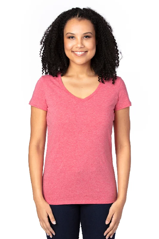 Threadfast Apparel Womens Ultimate Short Sleeve V-Neck T-Shirt - Heather Red