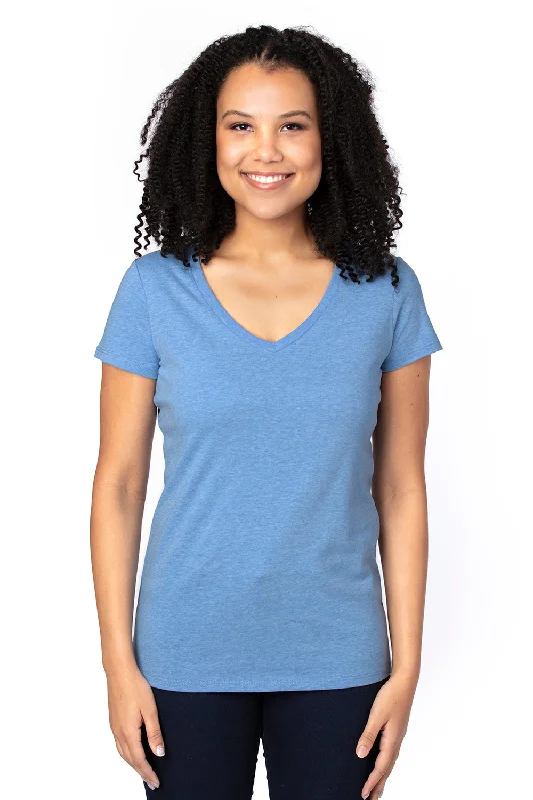 Threadfast Apparel Womens Ultimate Short Sleeve V-Neck T-Shirt - Heather Royal Blue