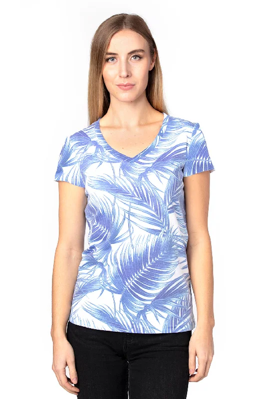 Threadfast Apparel Womens Ultimate Short Sleeve V-Neck T-Shirt - Palm Paradise