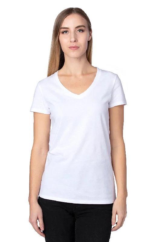 Threadfast Apparel Womens Ultimate Short Sleeve V-Neck T-Shirt - White