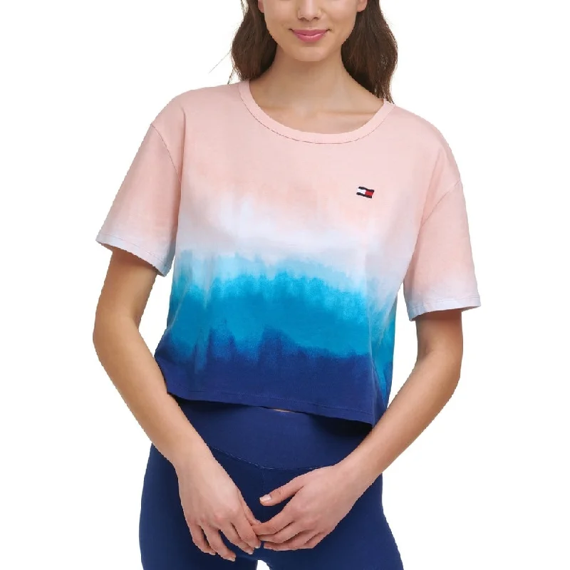 Tommy Hilfiger Women's Sport Cutout Back Ombre T-Shirt Blue Size Large