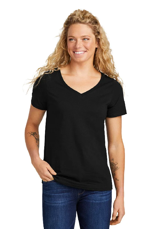 Volunteer Knitwear Womens USA Made Daily Short Sleeve V-Neck T-Shirt - Deep Black