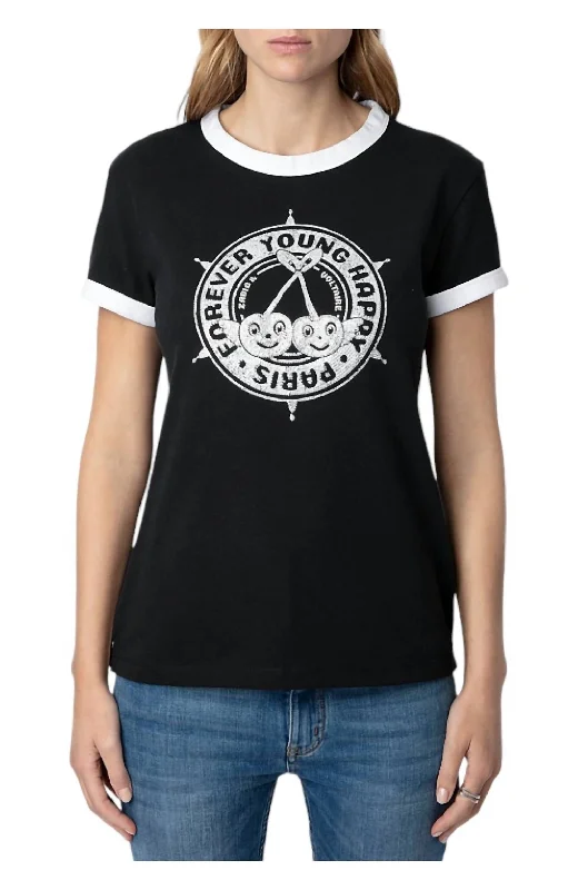 Walk Diamante Insignia T-Shirt In Noir