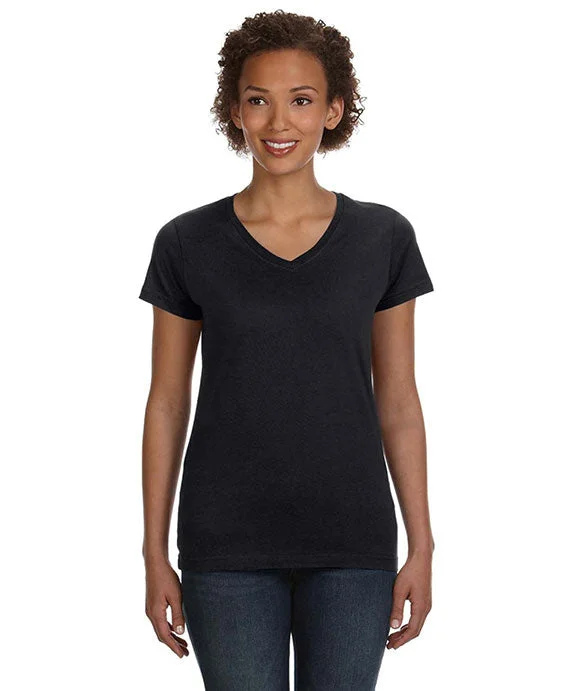 3507 - LAT Ladies V-Neck Fine Jersey T-Shirt | Black