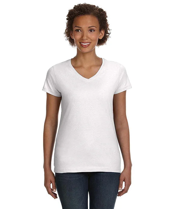 3507 - LAT Ladies V-Neck Fine Jersey T-Shirt | White