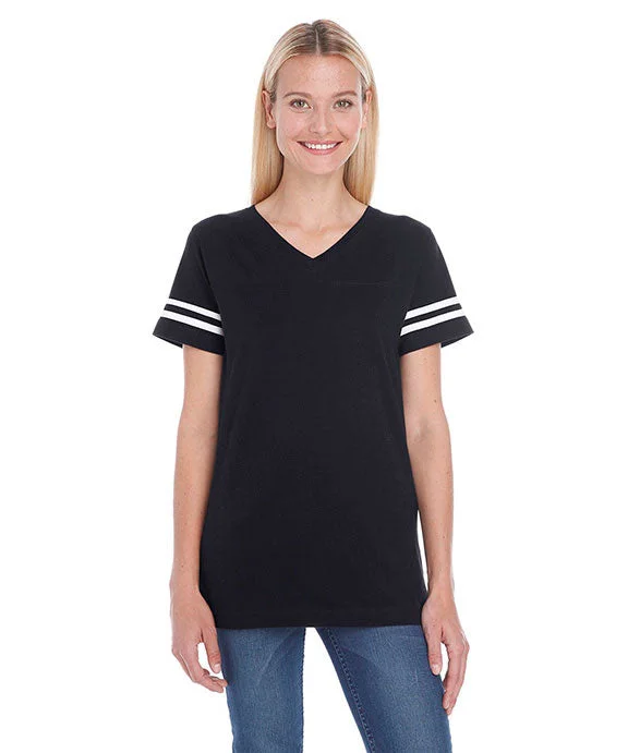 3537 - LAT Ladies Football T-Shirt | Black/White