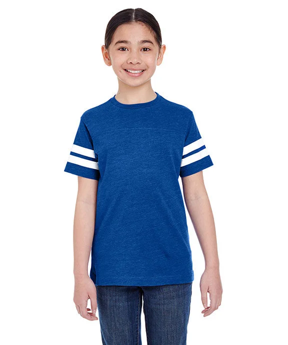 6137 - LAT Youth Football Fine Jersey T-Shirt | Vintage Royal/White