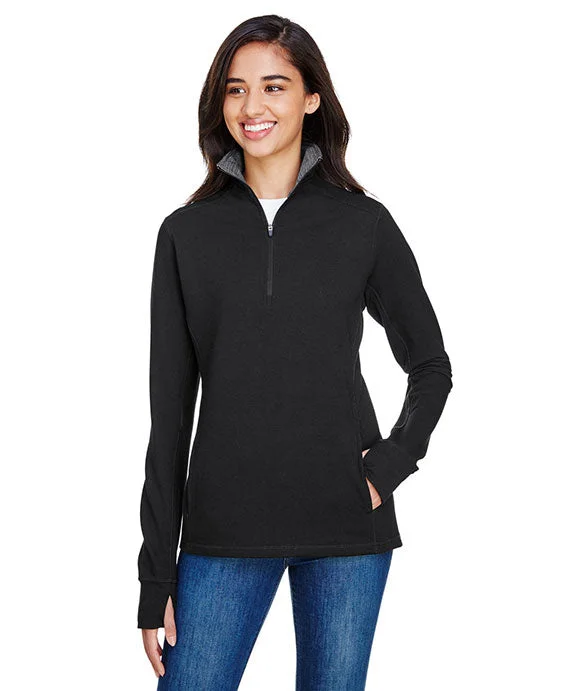 JA8433 - J America Ladies Omega Stretch Quarter-Zip | Black