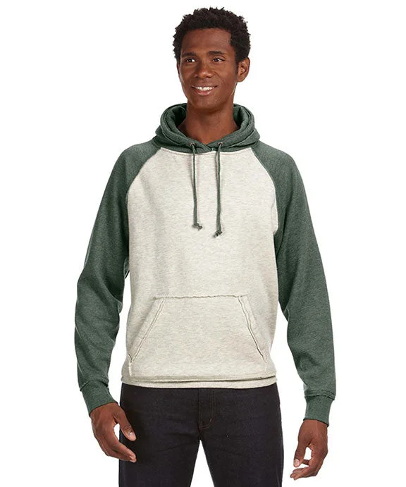 JA8885 - J America Adult Vintage Heather Pullover Hooded Sweatshirt | Oatmeal Heather/Army