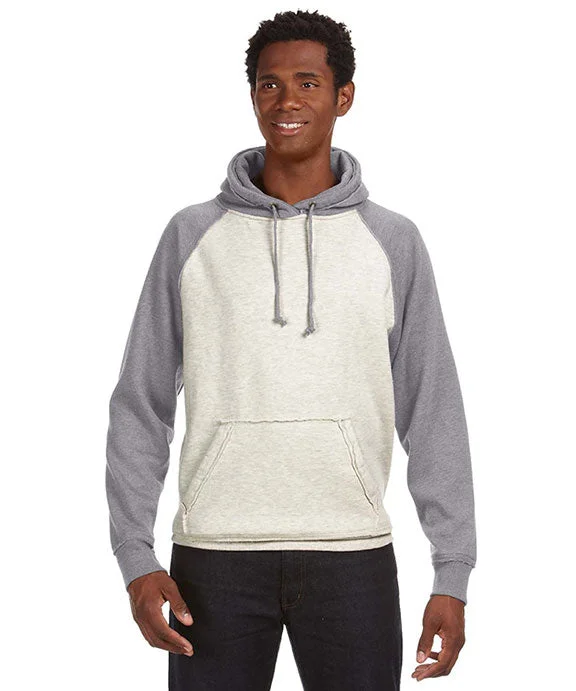 JA8885 - J America Adult Vintage Heather Pullover Hooded Sweatshirt | Oatmeal Heather/Smoke Hthr