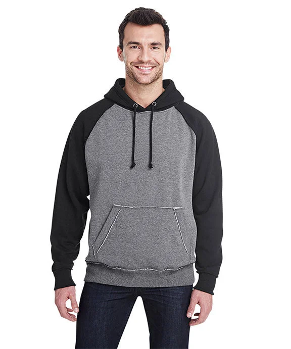 JA8885 - J America Adult Vintage Heather Pullover Hooded Sweatshirt | Smoke/Black