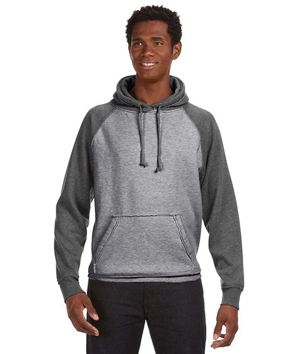 JA8885 - J America Adult Vintage Heather Pullover Hooded Sweatshirt | Smoke/Charcoal Heather