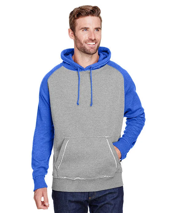 JA8885 - J America Adult Vintage Heather Pullover Hooded Sweatshirt | Smoke/Vintage Royal