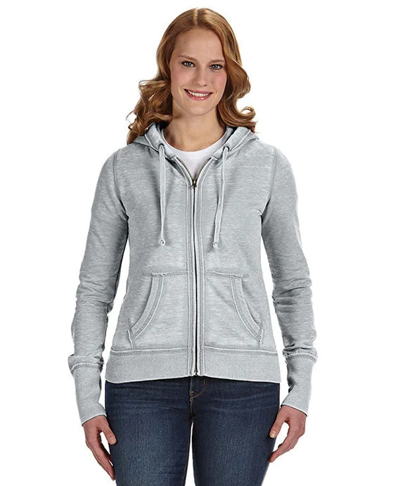 JA8913 - J America Ladies Zen Full-Zip Fleece Hooded Sweatshirt | Cement