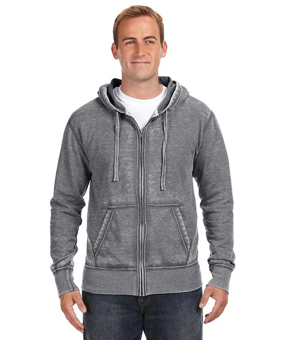 JA8916 - J America Adult Vintage Zen Full-Zip Fleece Hooded Sweatshirt | Dark Smoke