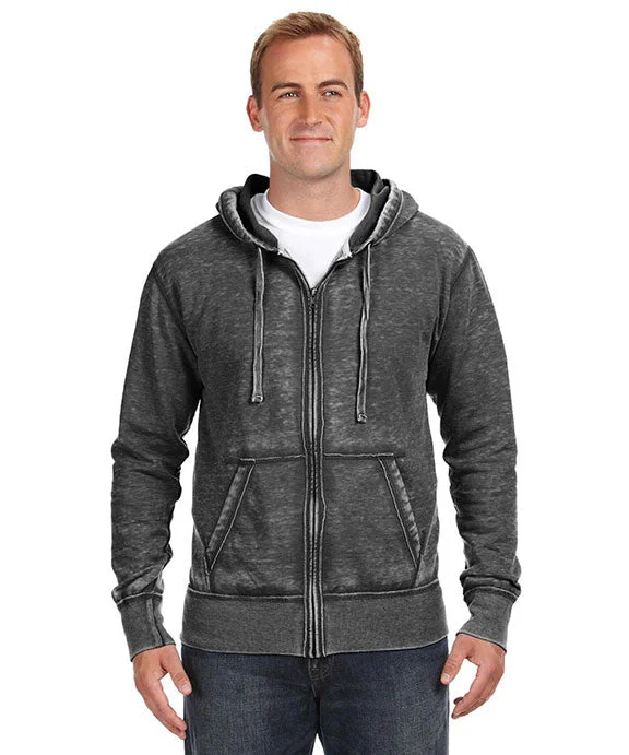 JA8916 - J America Adult Vintage Zen Full-Zip Fleece Hooded Sweatshirt | Twisted Black