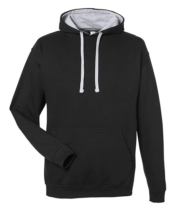 JHA003 - Just Hoods By AWDis Adult Midweight Varsity Contrast Hooded Sweatshirt | Jet Black/Heather Grey