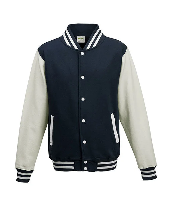 JHA043 - Just Hoods By AWDis Mens Heavyweight Letterman Jacket | Oxford Navy/White