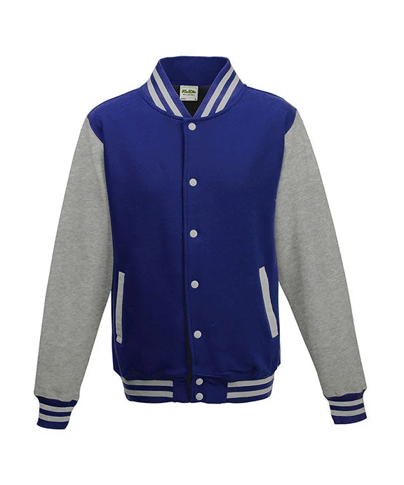 JHA043 - Just Hoods By AWDis Mens Heavyweight Letterman Jacket | Royal Blue/Heather Grey