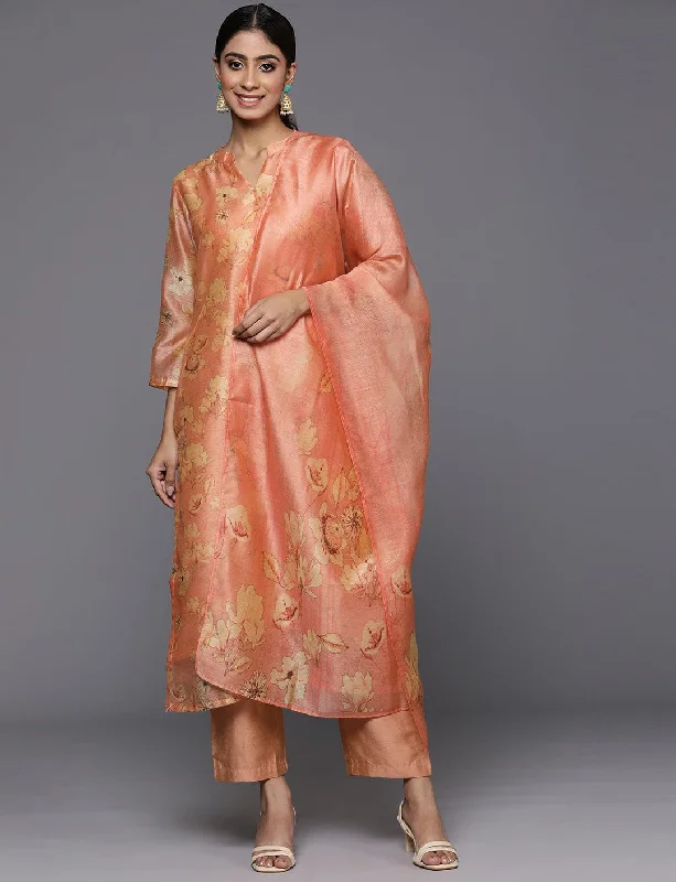 peach-floral-printed-straight-kurta-paired-with-solid-bottom-and-floral-printed-dupatta-vskd31358