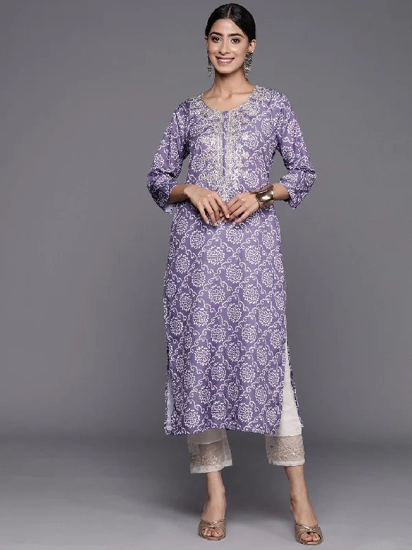 varanga lavender and white bandhani printed pastels kurta