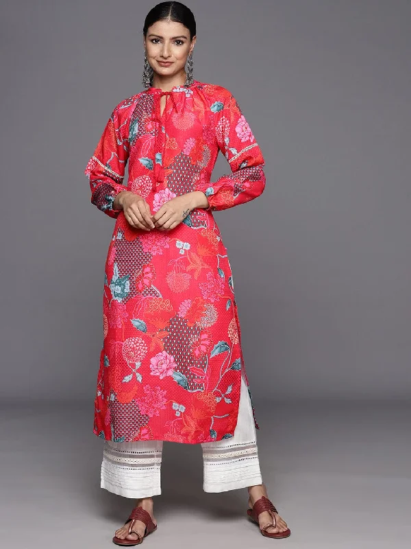 varanga women red floral printed kurta