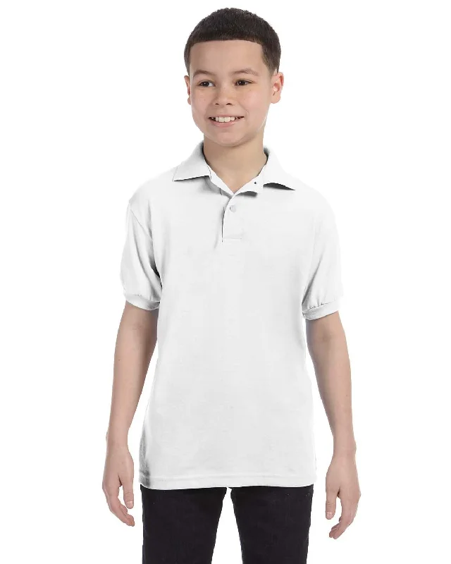 Hanes 054Y Youth 50/50 EcoSmart Jersey Knit Polo