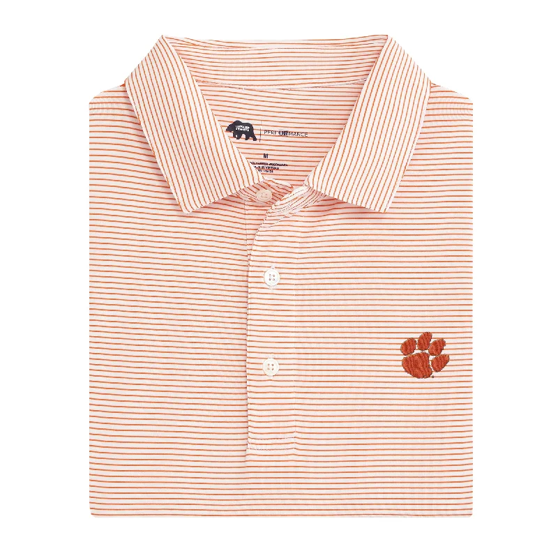 Birdie Stripe Clemson Paw Polo