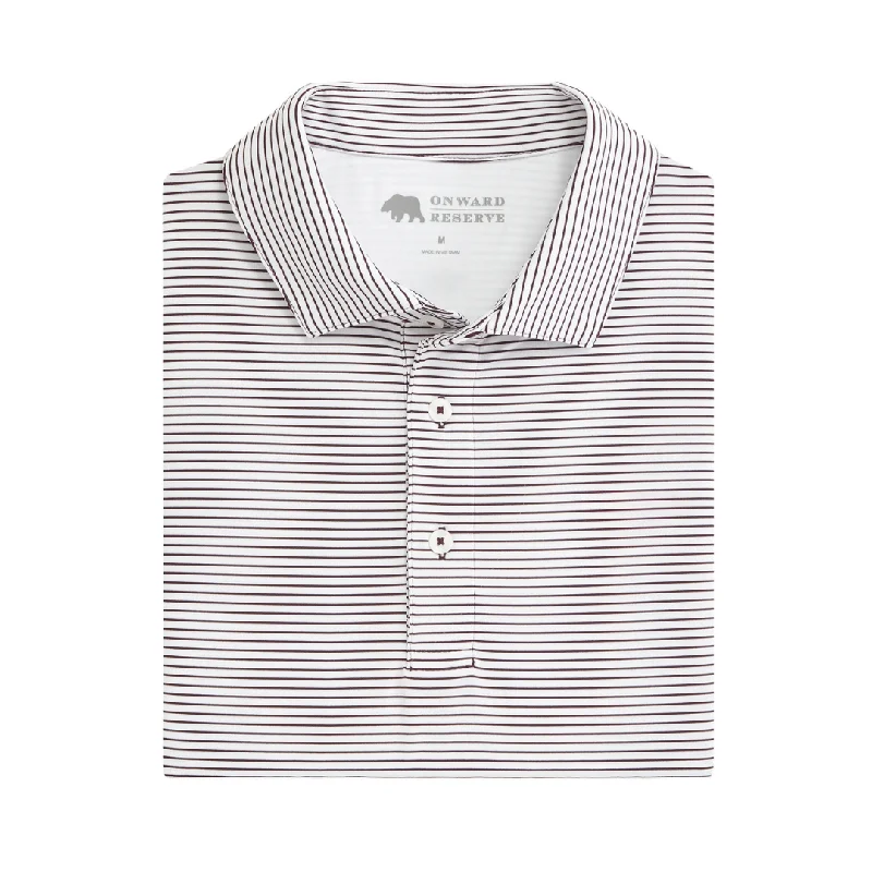 Birdie Stripe Performance Polo - White/Maroon