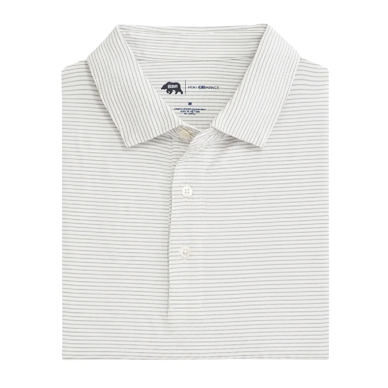 Birdie Stripe Performance Polo - Mirage Grey