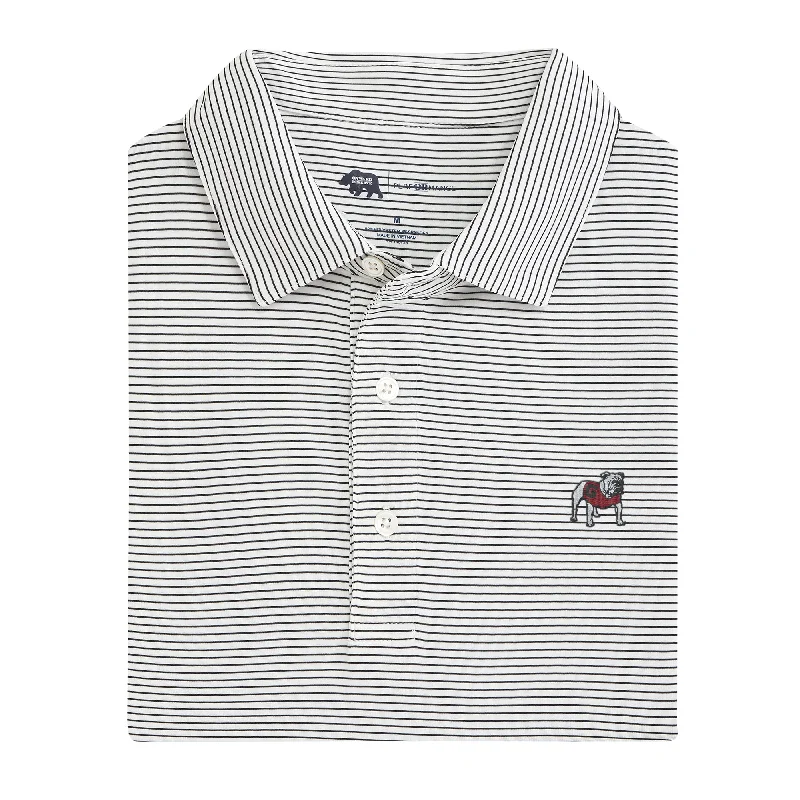 Birdie Stripe Standing Bulldog Polo - White/Black