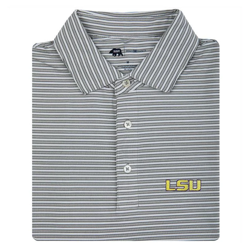 Mulligan Stripe LSU Performance Polo