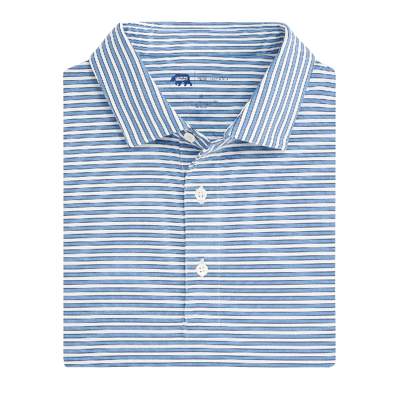 Mulligan Stripe Performance Polo - Sky