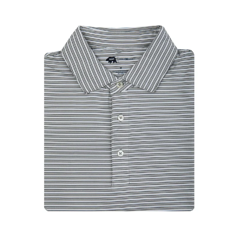 Mulligan Stripe Performance Polo - Heather Mirage Grey/Gunmetal