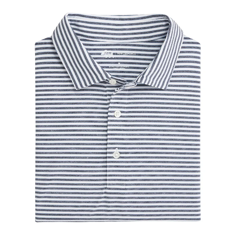 Mulligan Stripe Performance Polo - Classic Navy