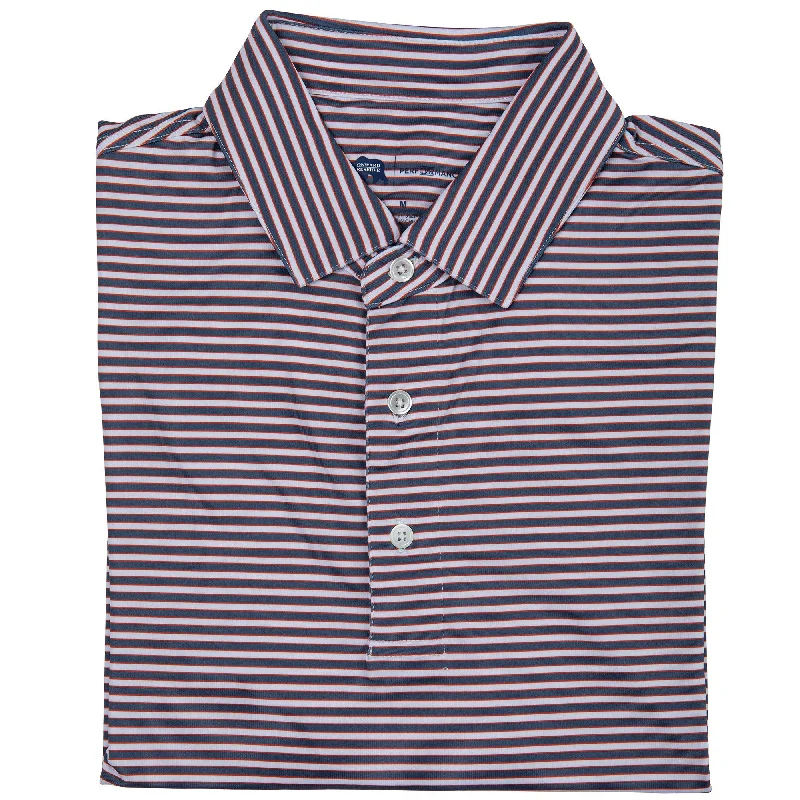 Mulligan Stripe Performance Polo - Vintage Indigo/Autumn Glaze