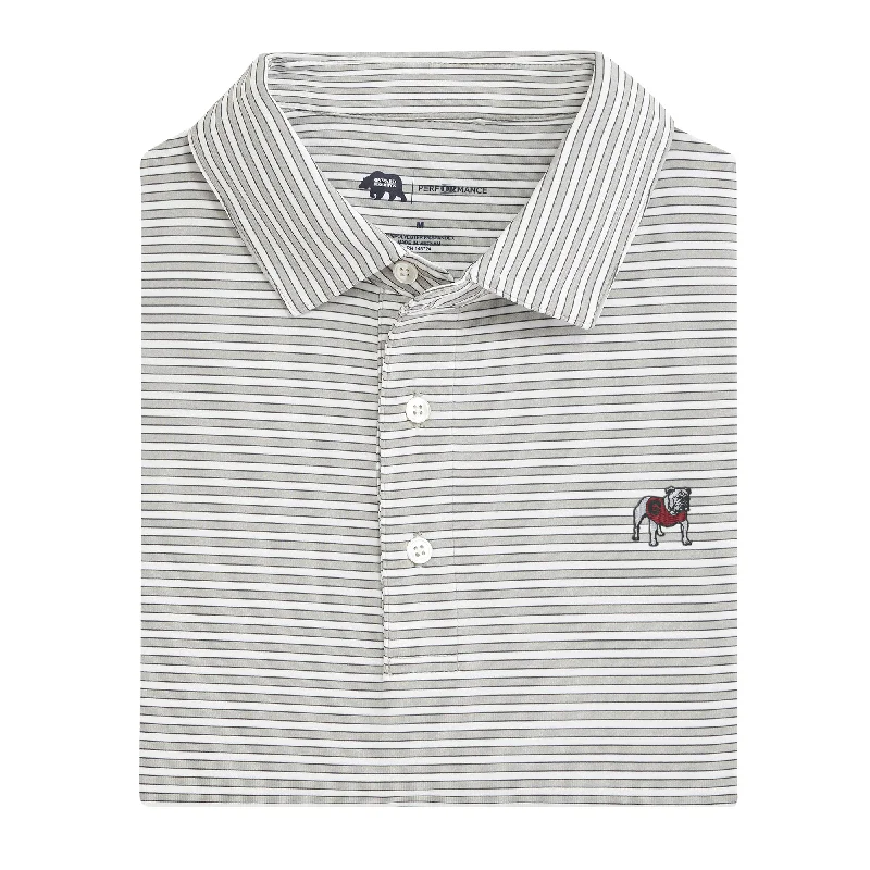 Mulligan Stripe Standing Bulldog Performance Polo