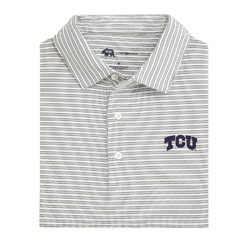 Mulligan Stripe TCU Performance Polo