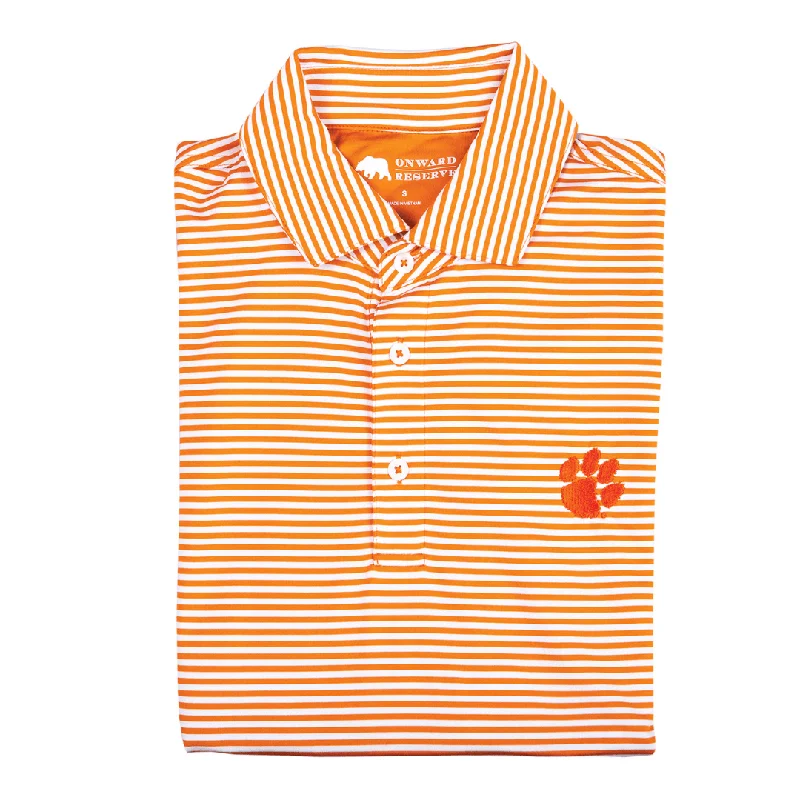 Pro Stripe Clemson Paw Polo