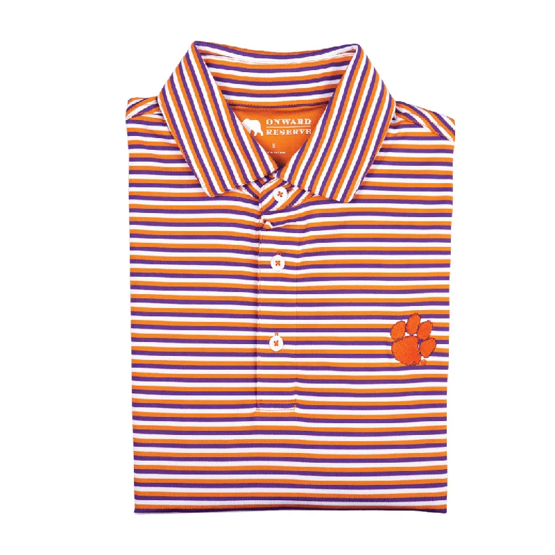 Triple Stripe Clemson Paw Polo