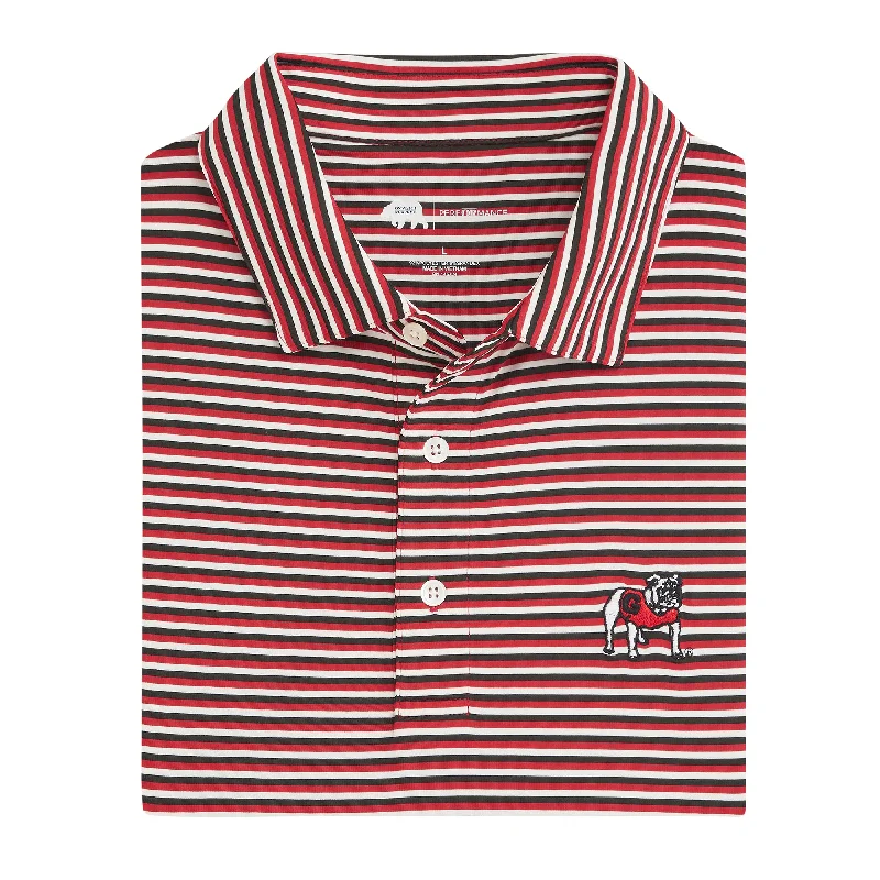 Triple Stripe Standing Bulldog Performance Polo