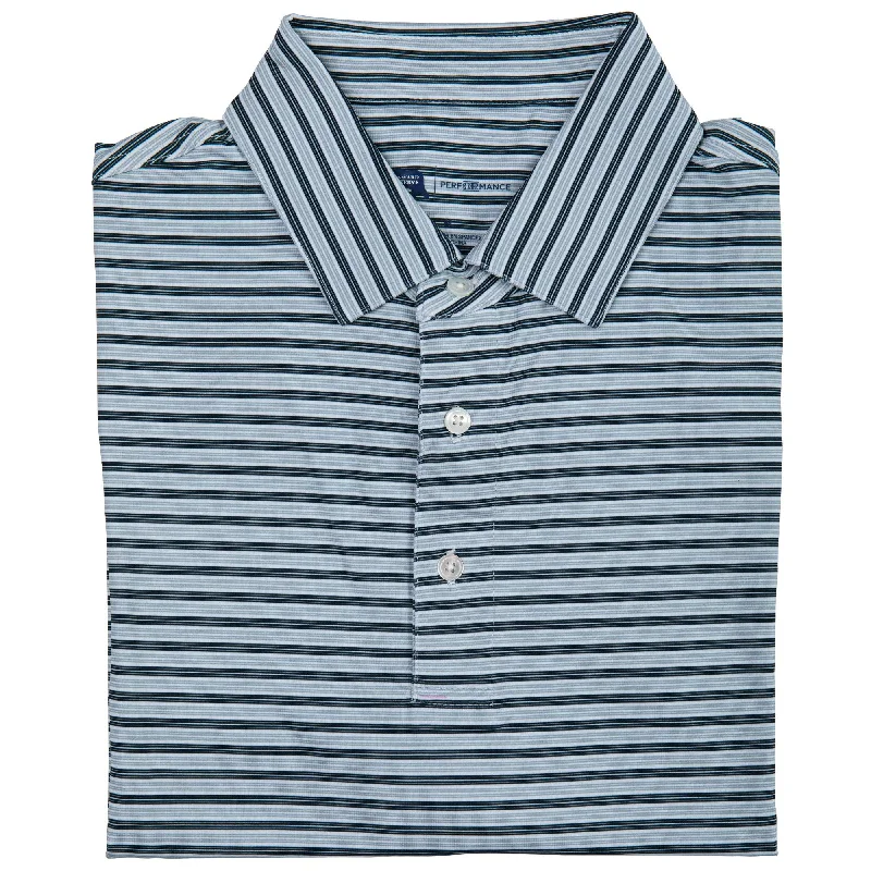 Wedge Stripe Performance Polo - Collegiate Blue