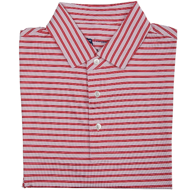 Wedge Stripe Performance Polo - Red