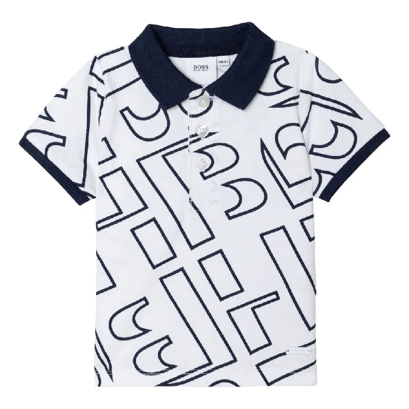 White HB Print Polo